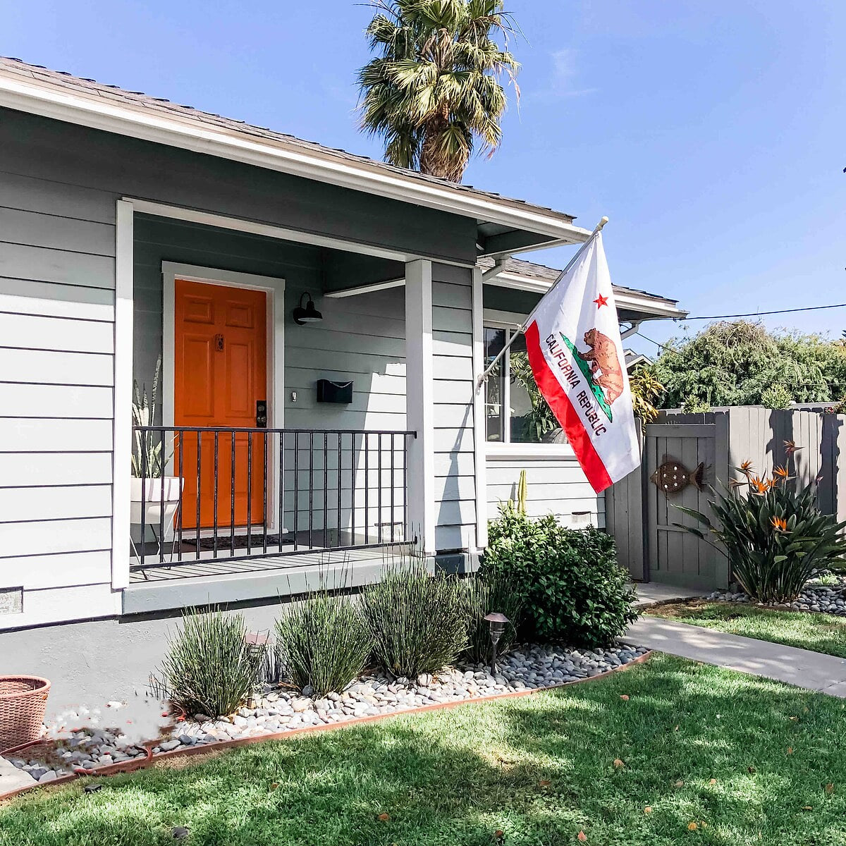 A fully fenced front yard