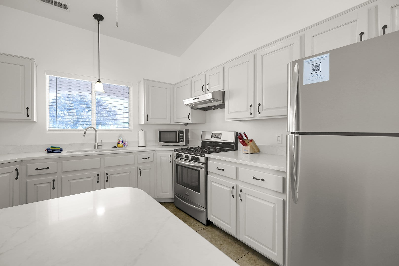 Fully stocked kitchen with everything you need to cook and host meals.