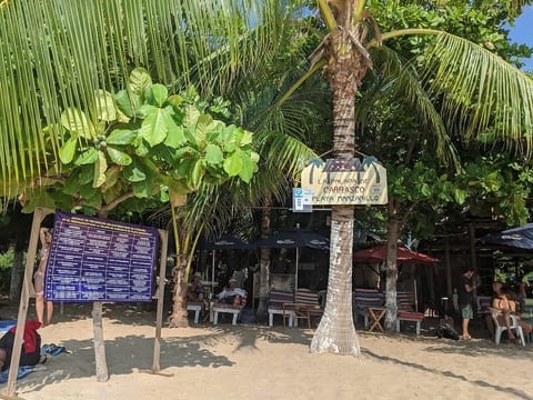 Great food on Playa Manzanillo, just downstairs. Check this video - https://youtu.be/xqlBP7sAxn4