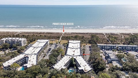 The unit is located just steps from the beach!