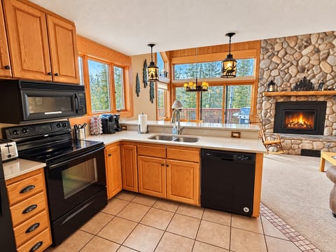 Kitchen stocked with Keurig and complimentary K cups