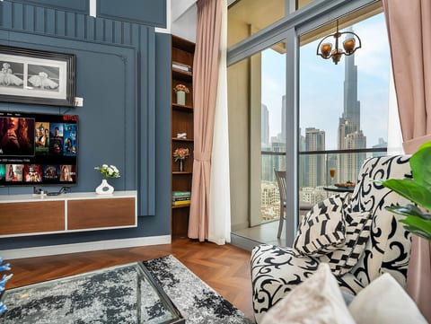 Living Room with Burj Khalifa View
