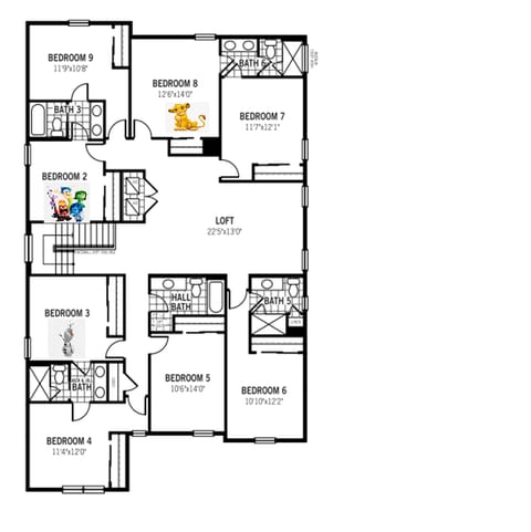 Spacious multi-bedroom layout with large loft and great group-friendly flow