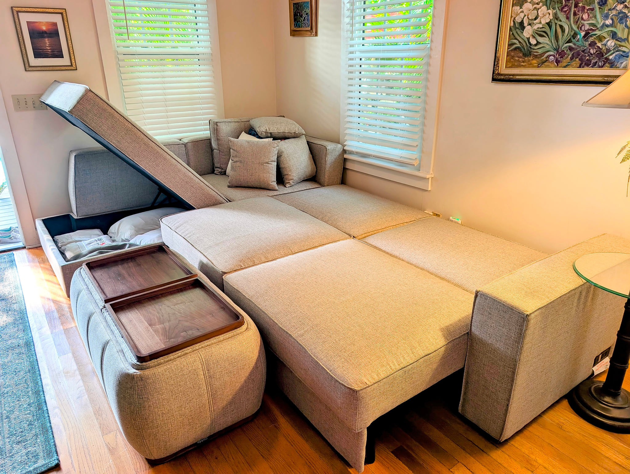 Convertible sectional with storage—cozy sleeper for extra guests
