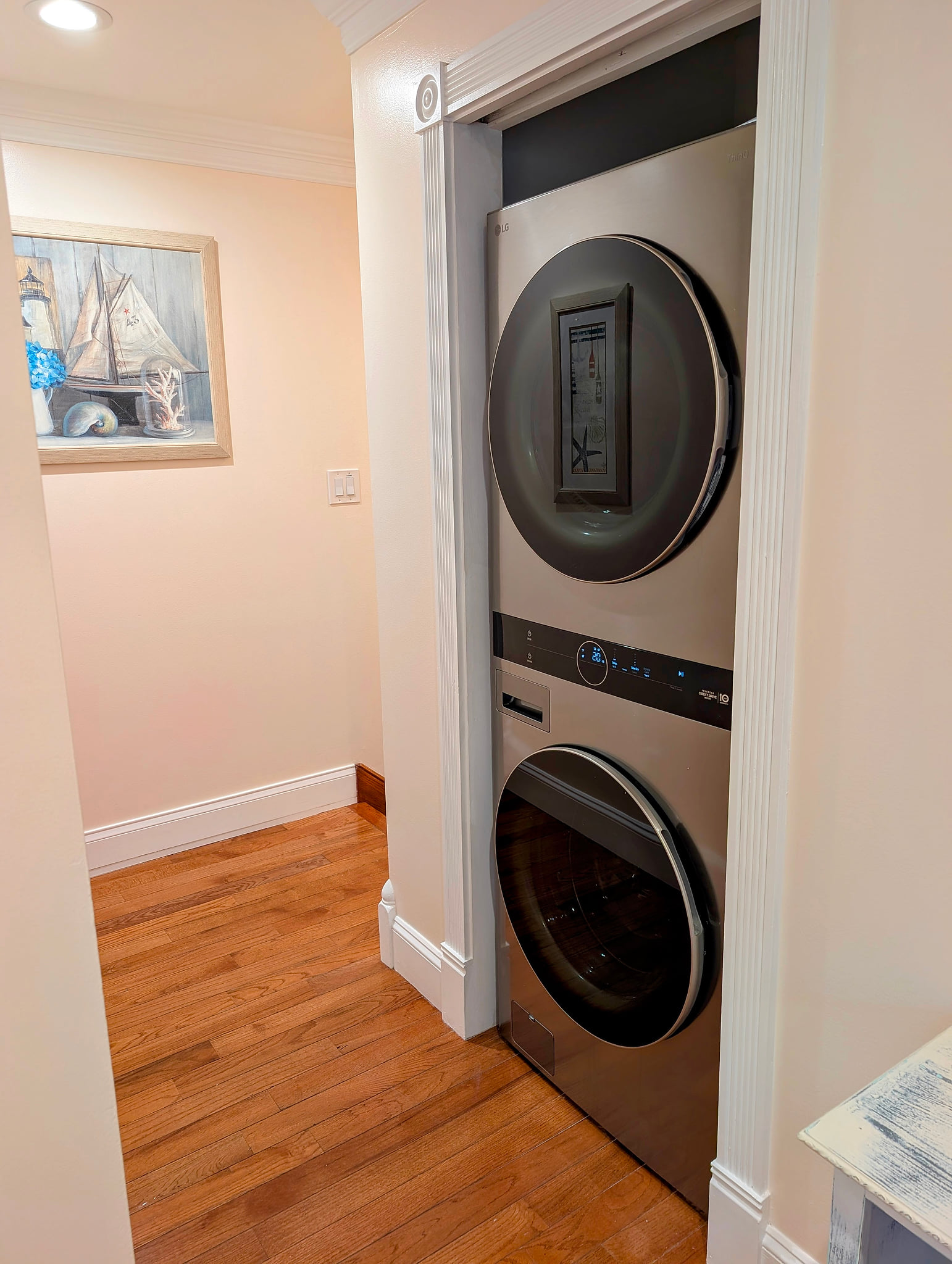 Modern in-unit washer/dryer—space-saving convenience for stays