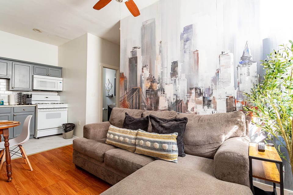 Cozy living room with smart TV for streaming