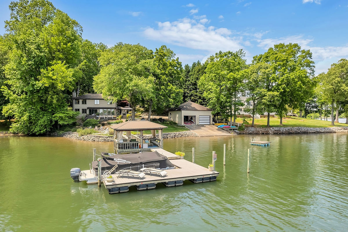 You have full access to the private boat dock with it's covered gazebo, plus the boat house, ramp, swim platform, kayaks, beautiful yard with fire pit and Lake Norman.