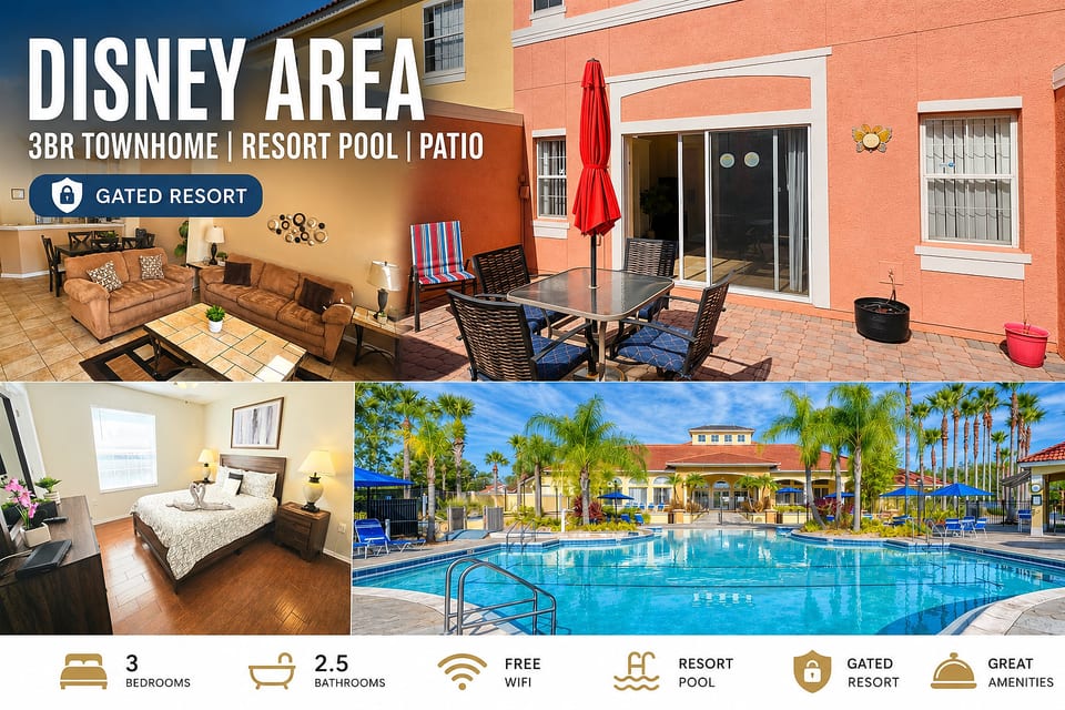 Disney Area 3BR Townhome Resort Pool, Patio - Kissimmee