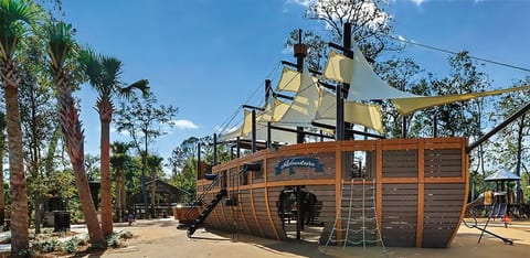 Celebration Park is a short couple minute car ride away. The pirate ship at Celebration Park is a fan Favorite.