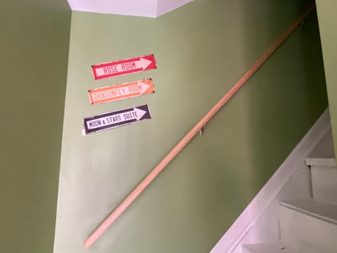 Follow the signs upstairs to your suite.