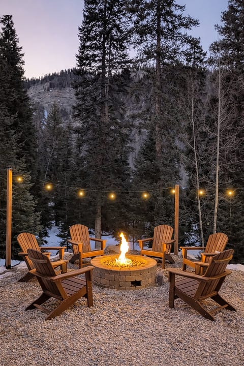 Enjoy cool summer nights by the warm easy-light gas firepit!