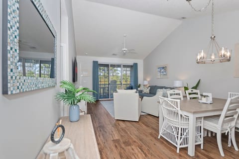 3rd Floor advantages: Elevated privacy and peace - no upstairs neighbors - and beautiful vaulted ceilings that make the space feel open, airy, and bright.