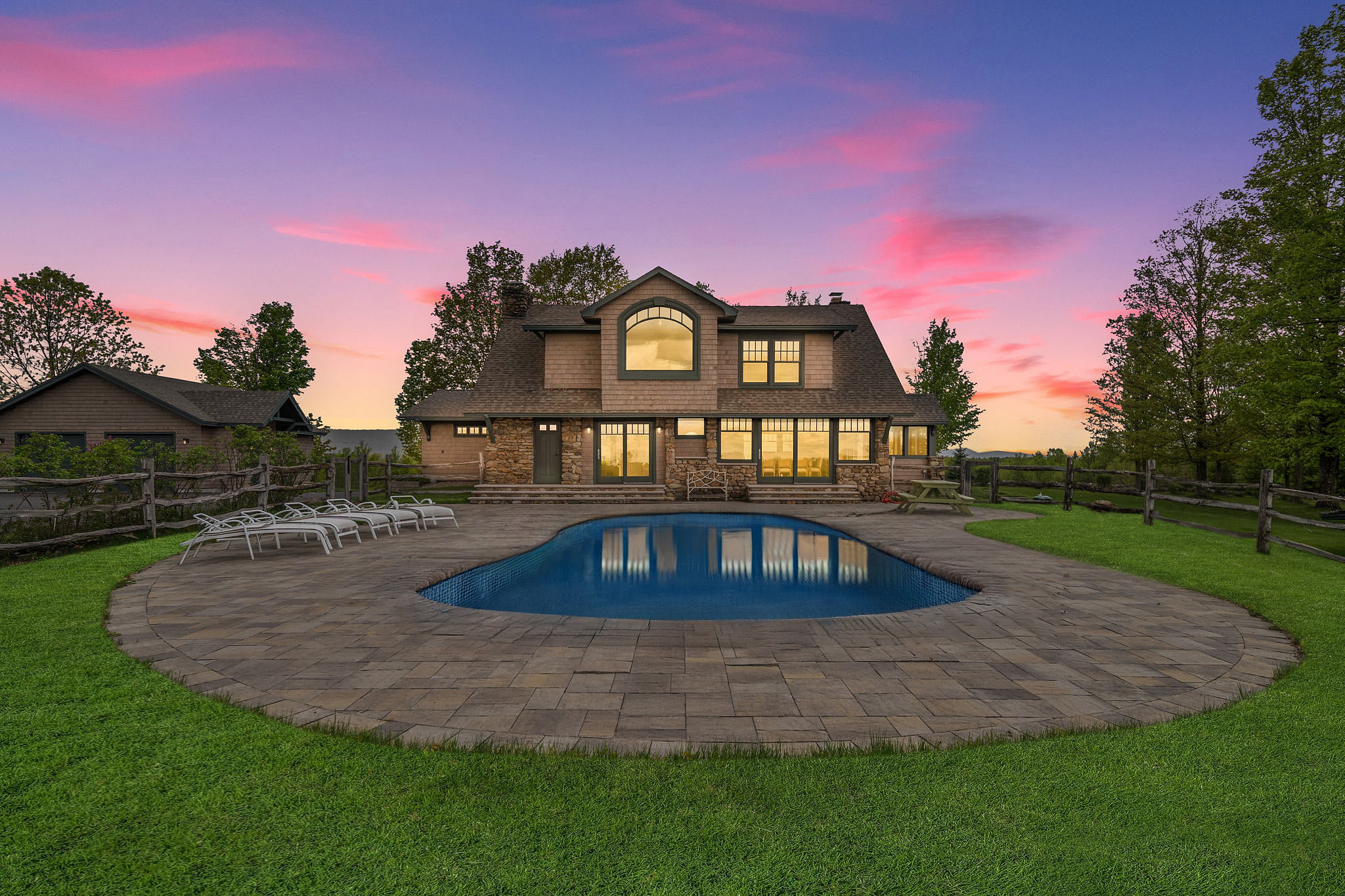 Pool View During Sunset