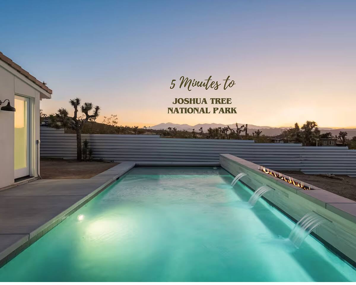 Start your day with beautifuk hues over the desert, and end it with a moonlit swim under the stars — all just 5 minutes from Joshua Tree National Park