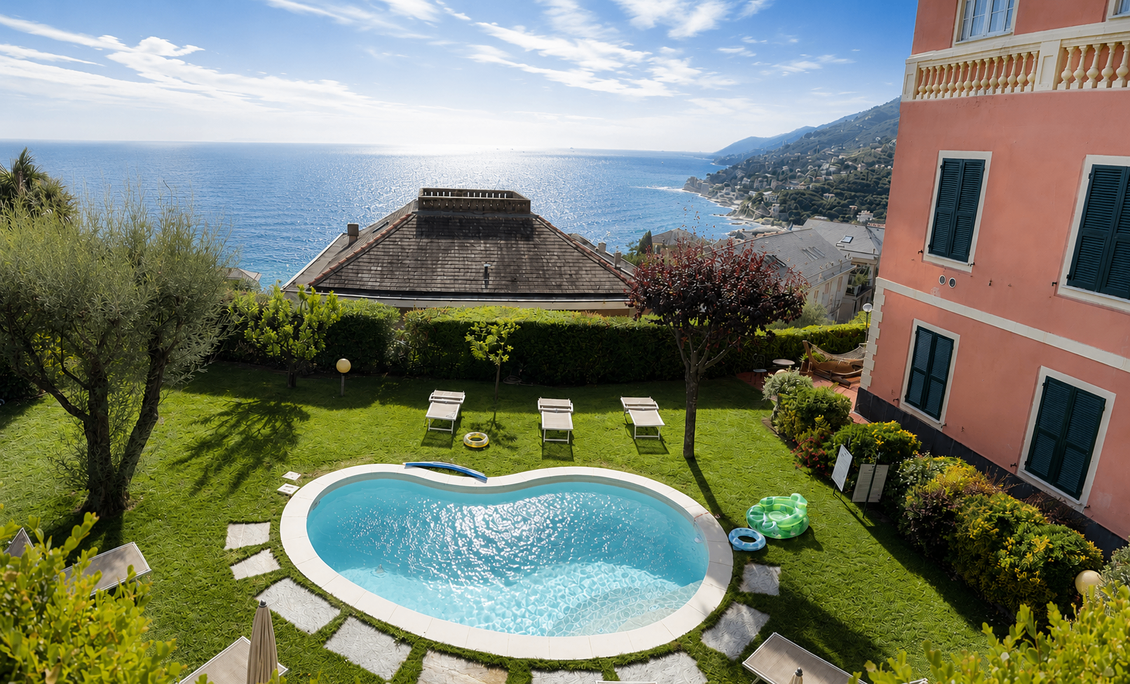 Recco-Villa degli Ulivi- Private pool and sea view