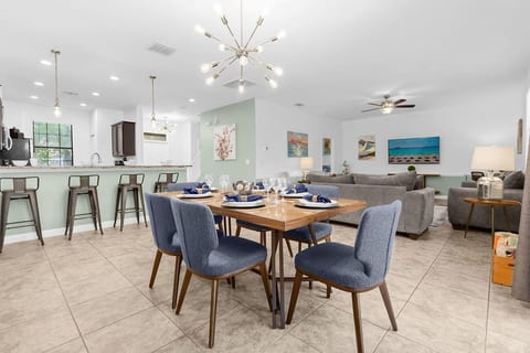 Dining area with pool view