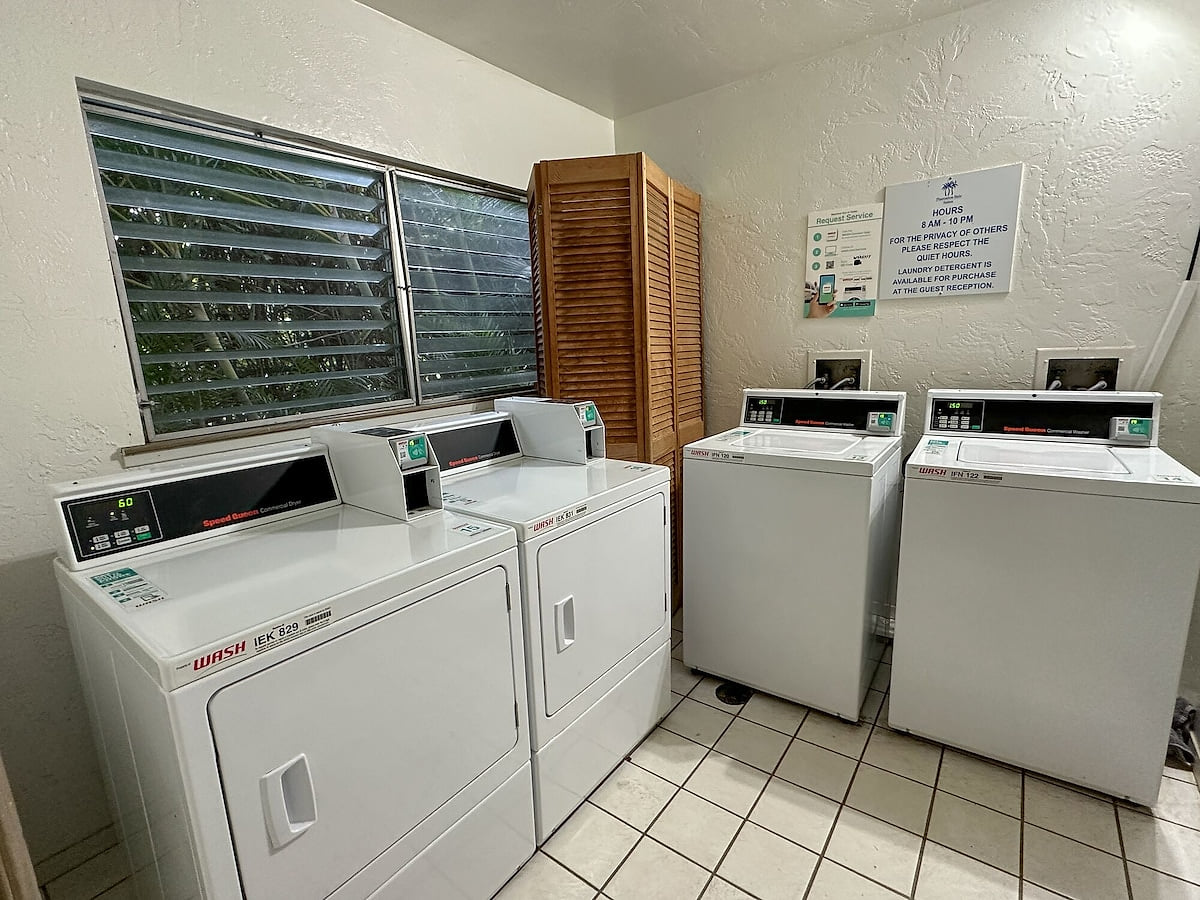 Each building has laundry machines. Access card and machine card provided.