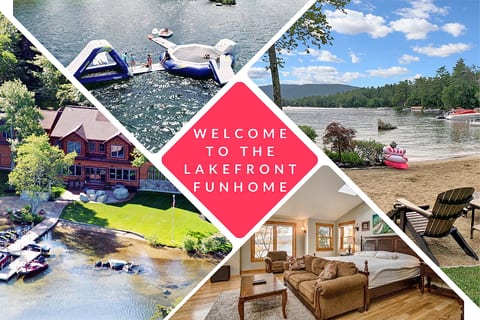 Lake Winnipesaukee's finest luxury vacation home with mountain views, hot tub, putting green, and sugar sand beach!