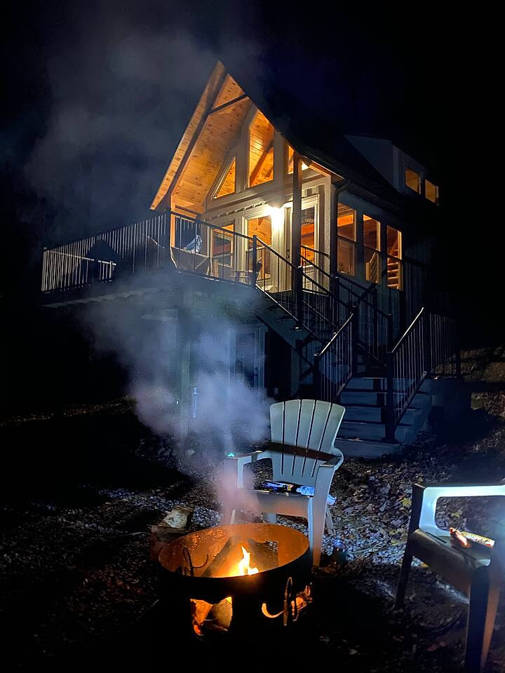 Enjoy a cozy fire around the fire pit at night!