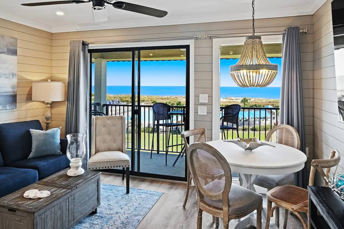 Enjoy amazing ocean & beach views from inside the living room!