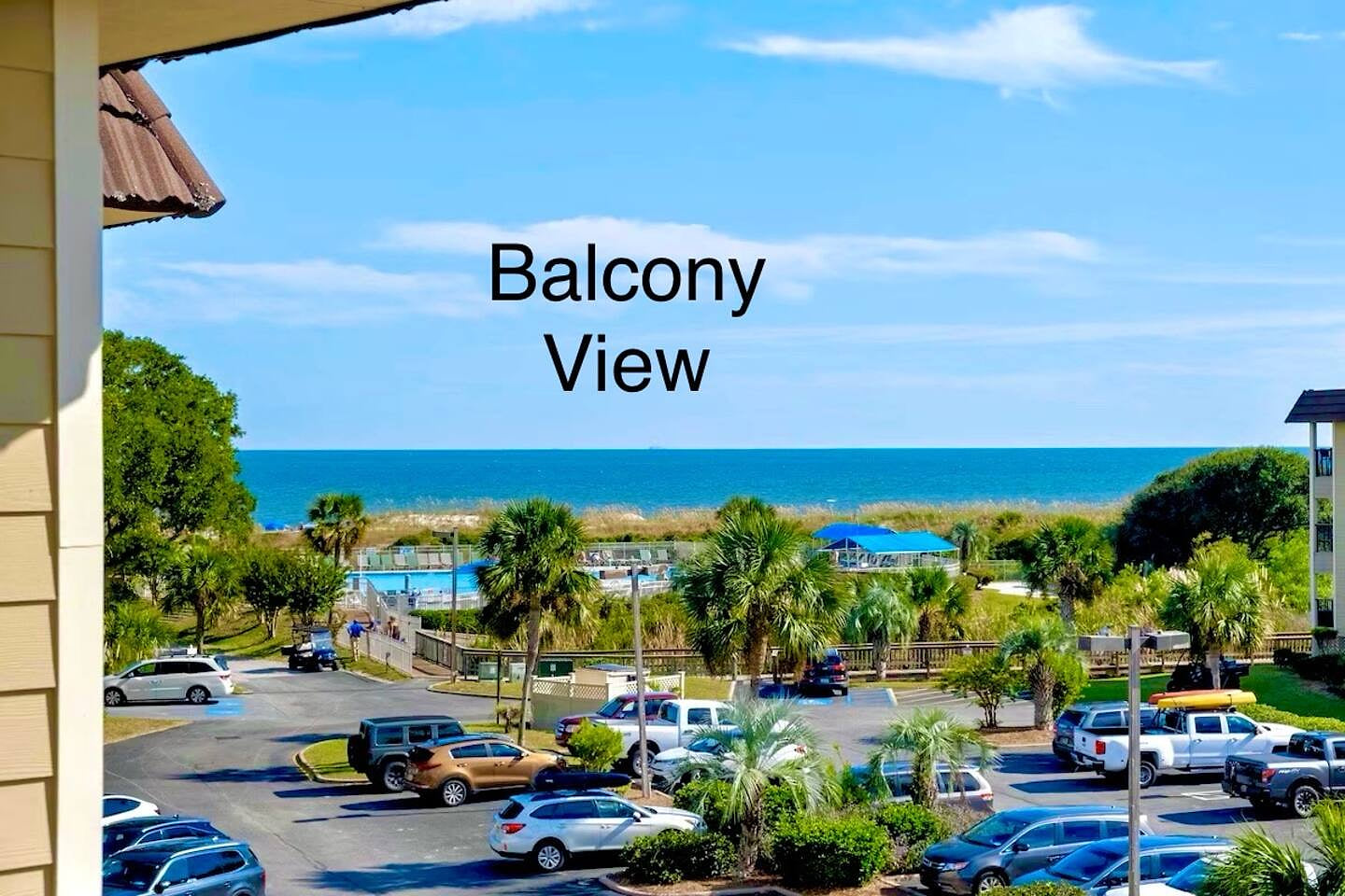 Enjoy this Wide Ocean & Pool View from your Private Top Floor Balcony!  Seating for 4 and plenty of Beach Gear are provided!  

Our Oceanfront Building is located on Hilton Head Island's Bradley Beach!