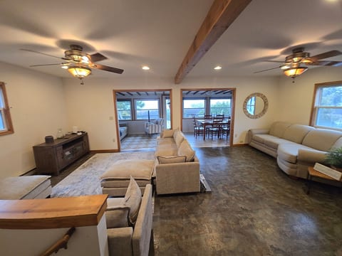 Main Living area with plenty of seating and water views.