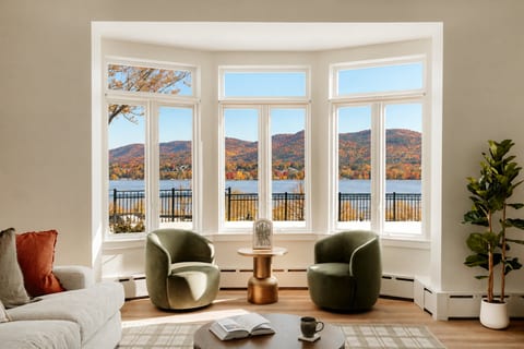 Living room looking out onto the Hudson River