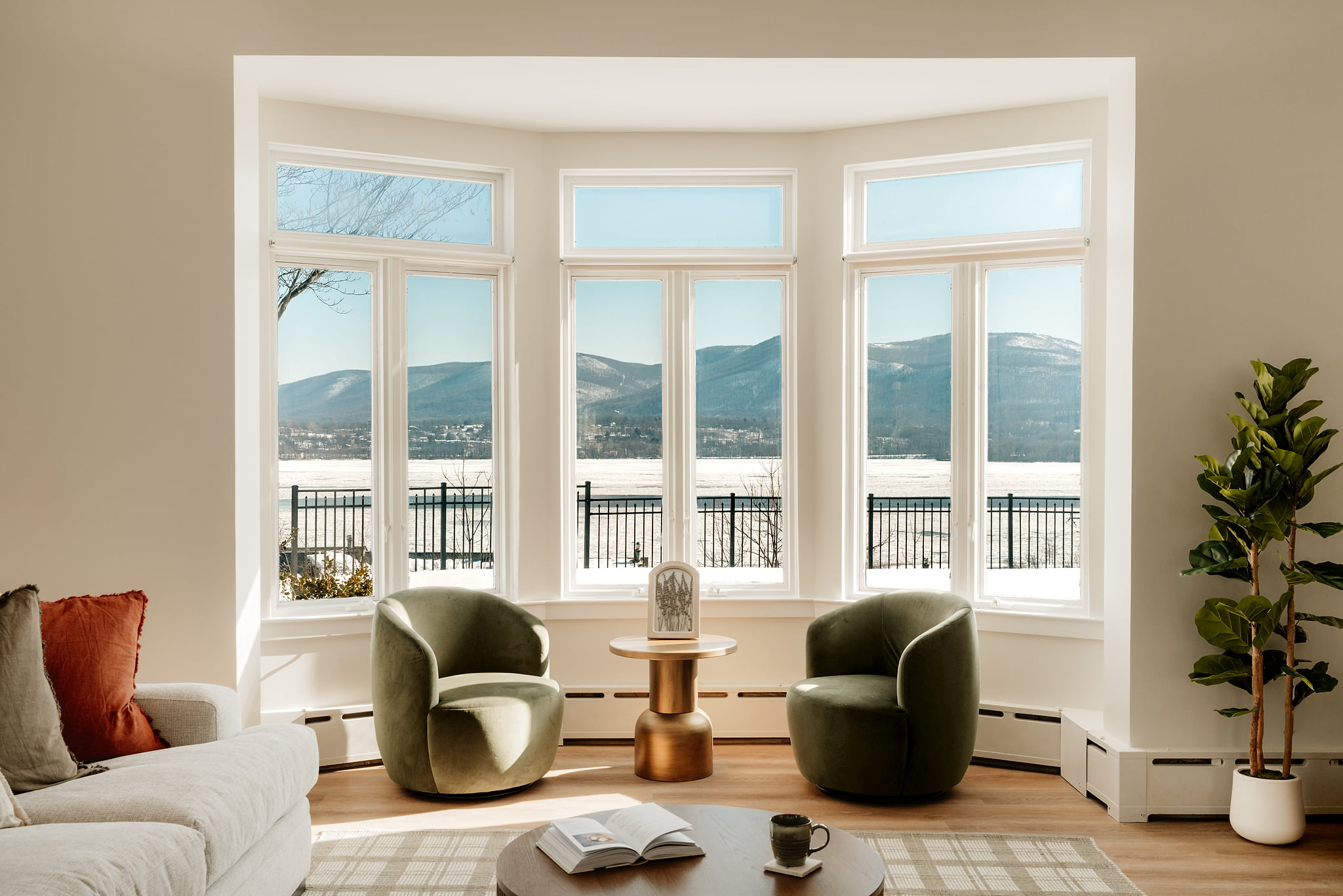 Living room looking out onto the Hudson River