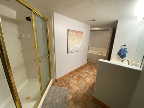 Spacious bathroom with heated floors