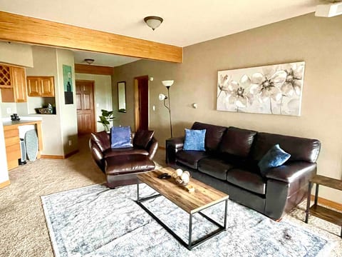 Inviting living room with wet bar