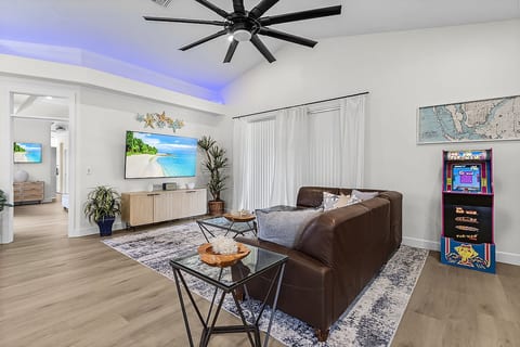 Our open floor plan will relax you. We have a variety of board games, books, and arcade games including Golden Tee Golf, Ms. Pacman, and SkeeBall