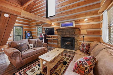 Spacious living room with queen sleeper sofa