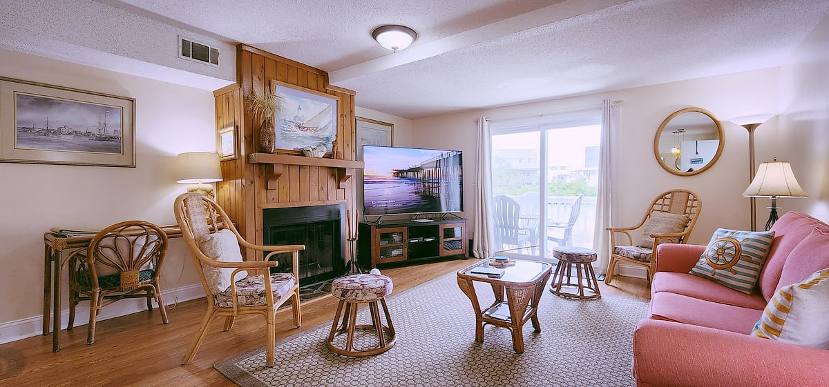 May 2022 - Livingroom with new 75" smart tv and new queen sleeper sofa