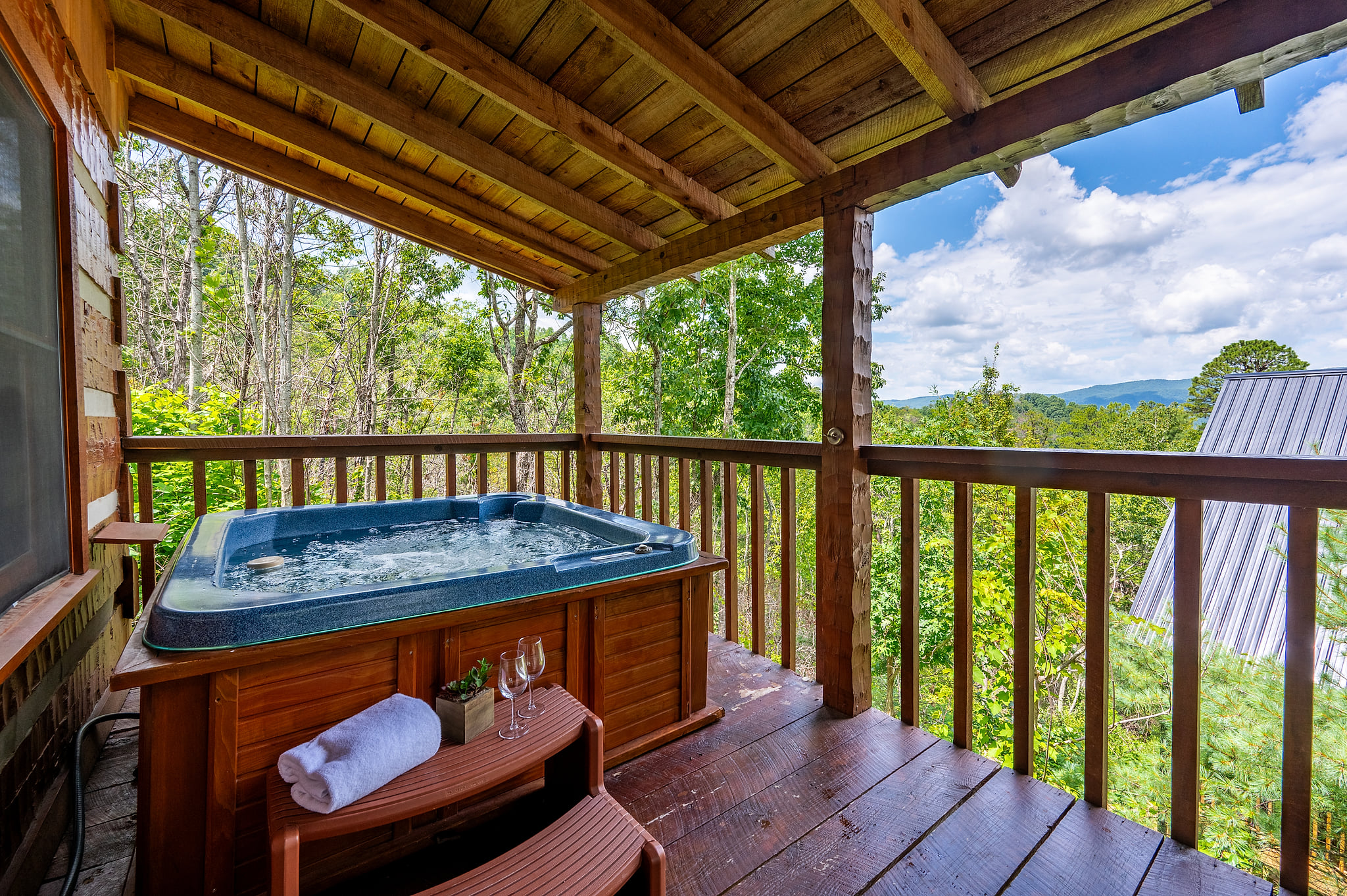 Relax in the hot tub after a fun filled day