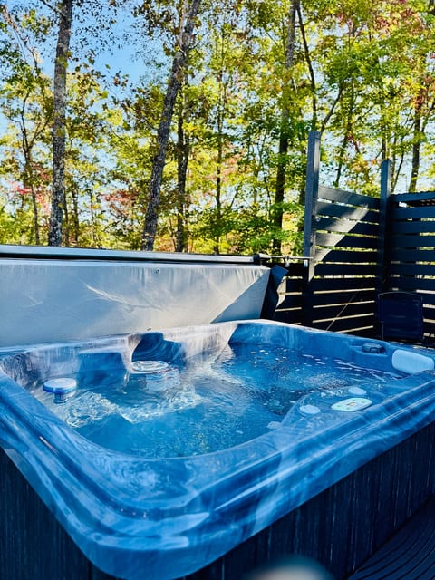 Your private hot tub jets running — step in any time, day or night