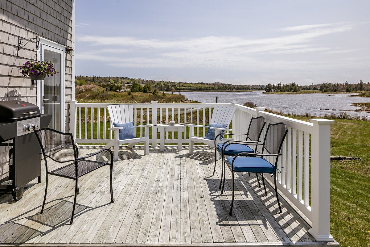 Seaside deck faces South and West over estuary