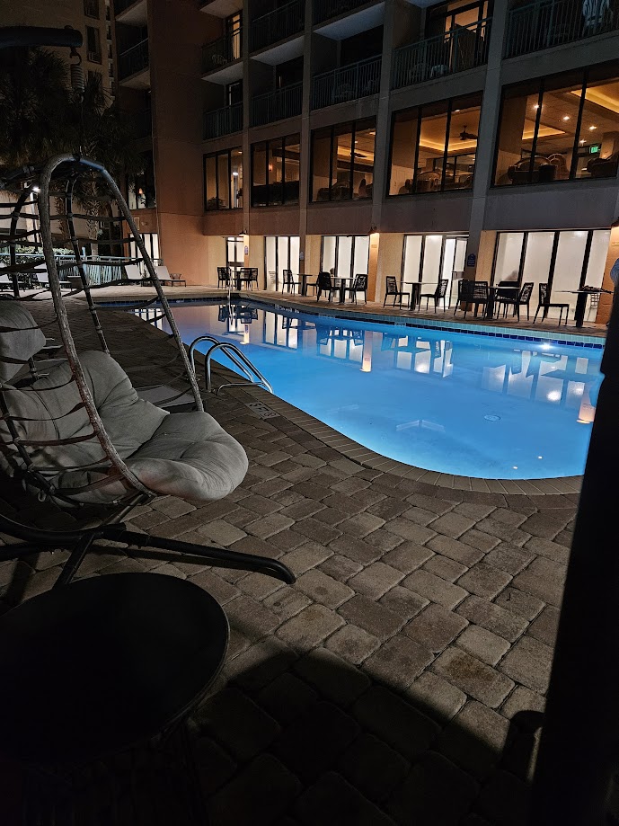 By the pool at night