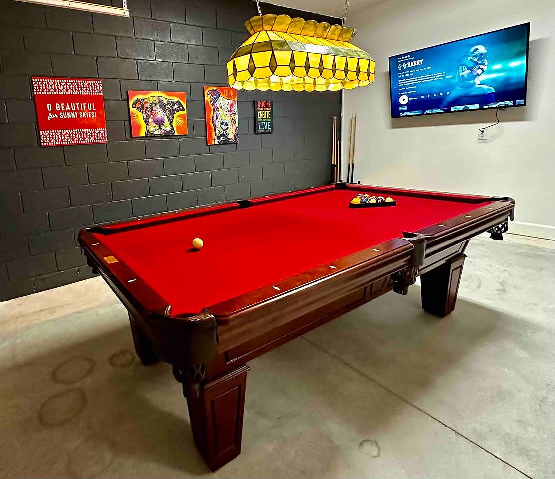 Pool table room with TV