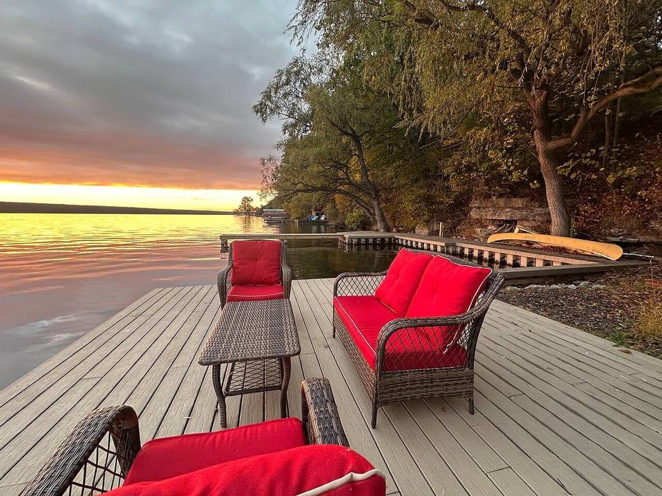 Enjoy the evening sunset down by the lake