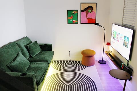 Game den has adjustable LED lighting, lighti up your game or movie night