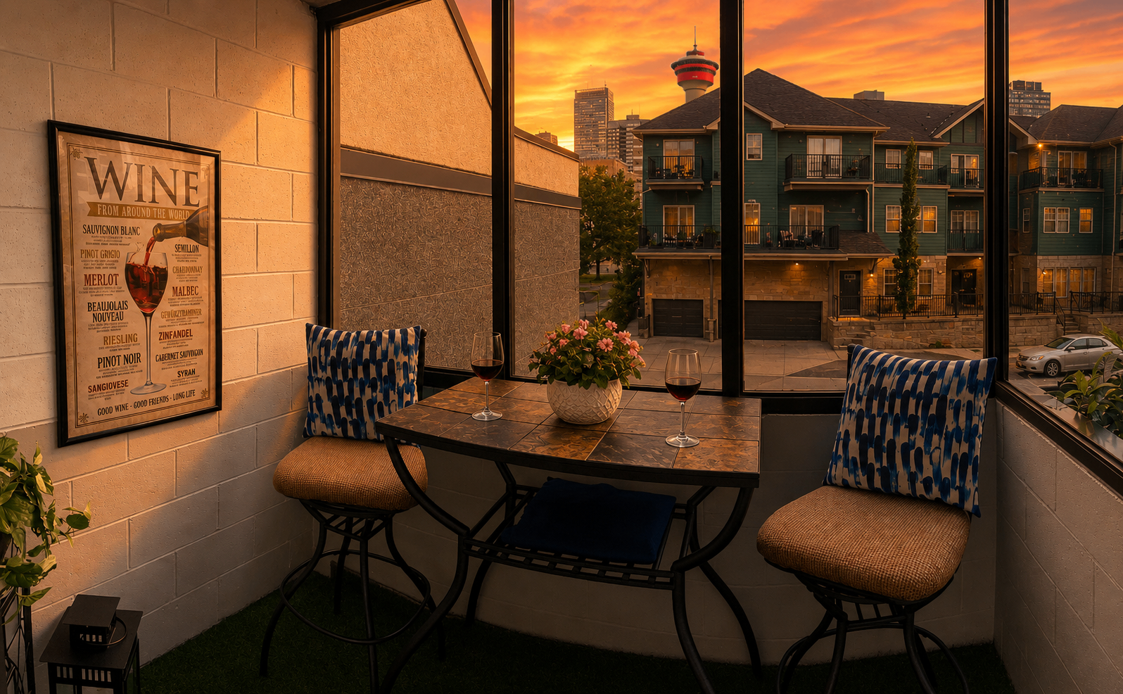 Just off from the Dining area, your private Sunroom where you can sip a beverage and talk about the day.