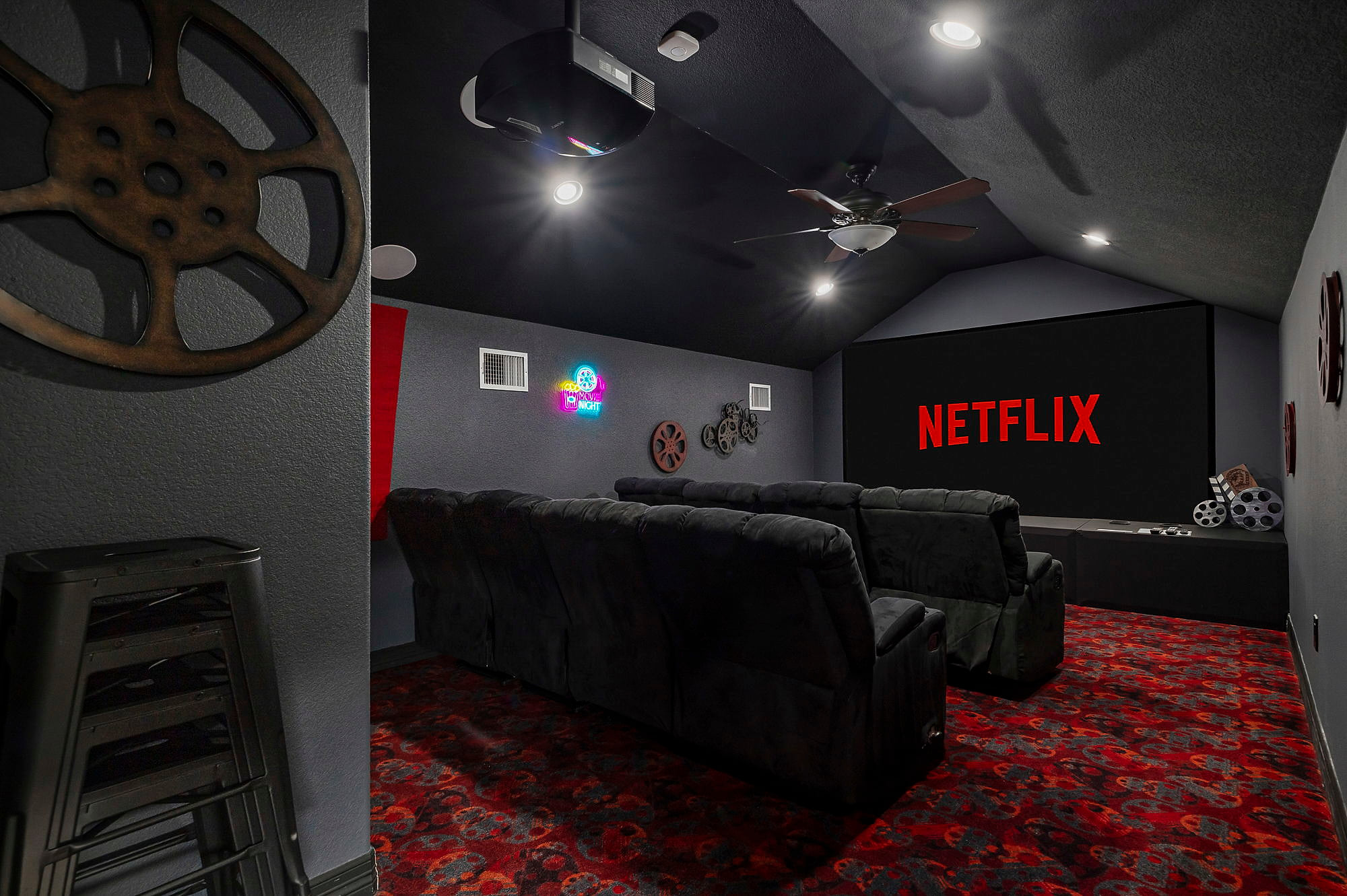 Welcome to your private theater room, where you can kick back, relax, and enjoy your favorite films in ultimate comfort!