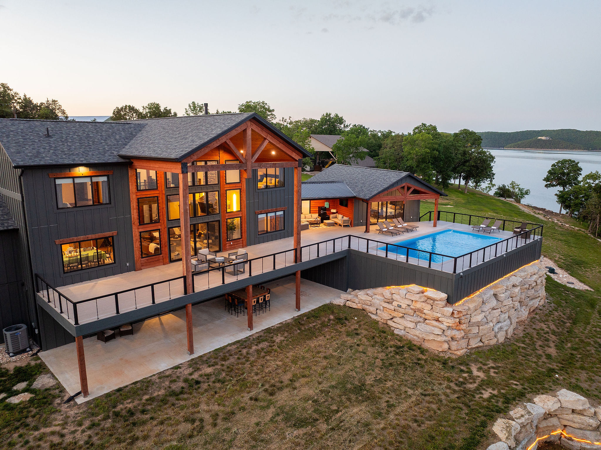 From above, you'll appreciate the thoughtful design, expansive outdoor spaces, and breathtaking waterfront setting.