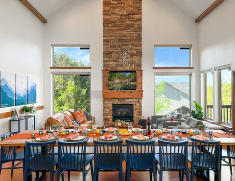 The view out of the living room windows are beautiful and there is enough space for the whole group to gather.