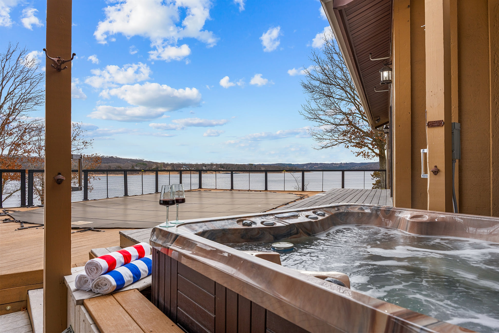 Soak in the hot tub while taking in peaceful views of Table Rock Lake.