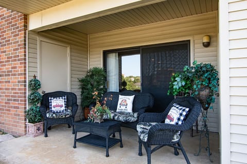 Private covered patio where you can enjoy morning coffee or evening relaxation.