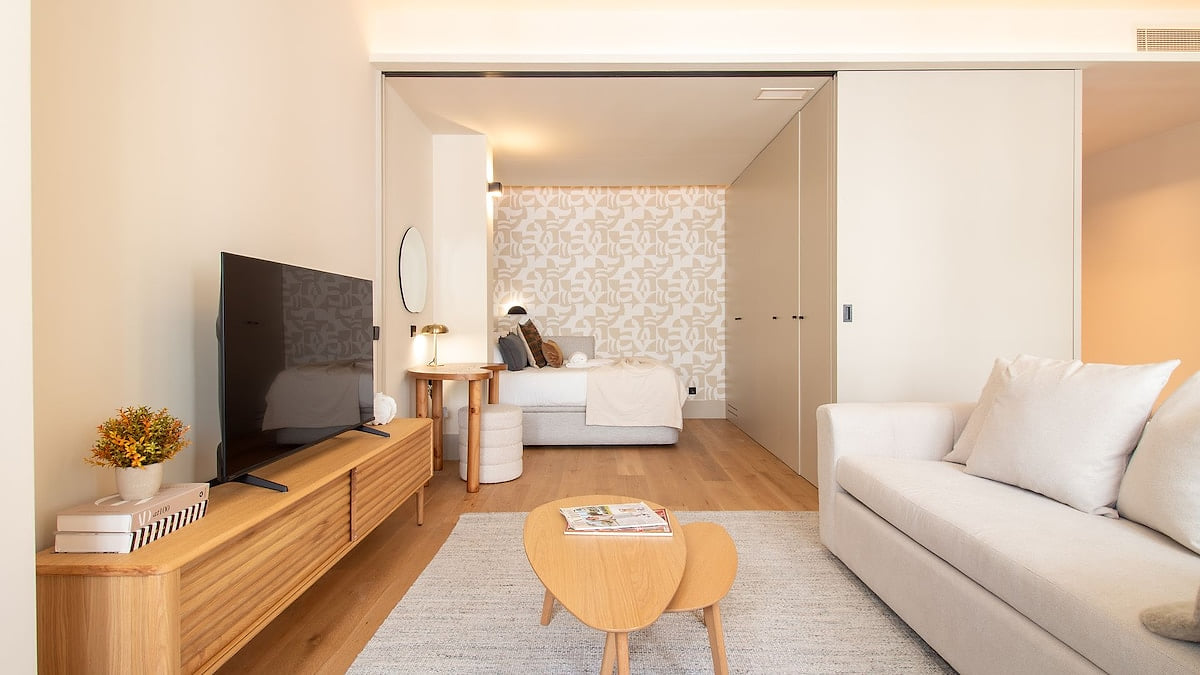 The coziest living and bedroom area right in the heart of the city! #LovelyStay #Airbnb