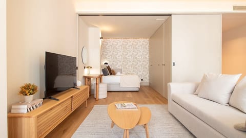 The coziest living and bedroom area right in the heart of the city! #LovelyStay #Airbnb