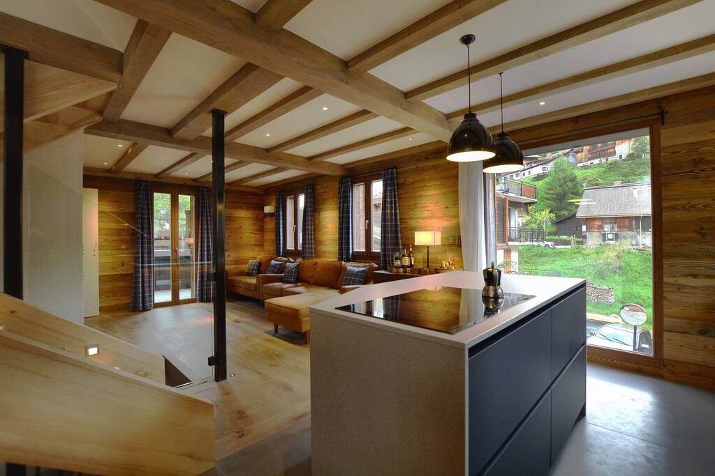 Kitchen area with lounge - Le Vieux Four - Elegant & welcoming new chalet! - Morzine