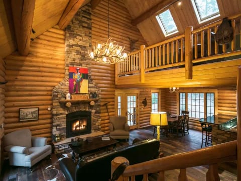 Main living room with vaulted ceiling